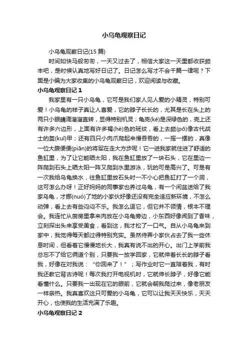 小乌龟观察日记（15篇）