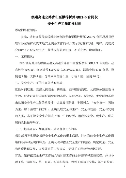安全生产汇报材料
