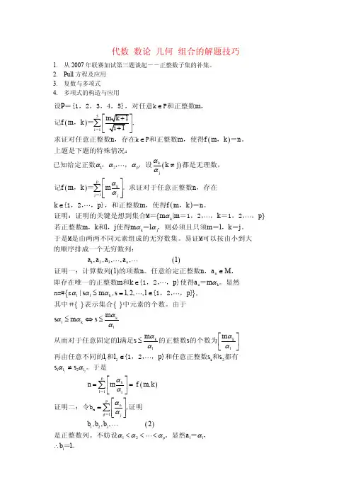 数学奥赛培训北大教授代数 数论 几何 组合的解题技巧