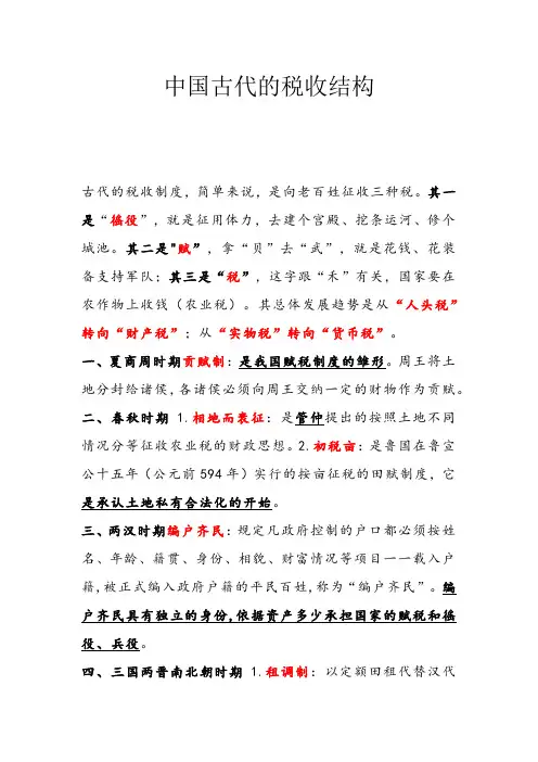中国古代的税收结构