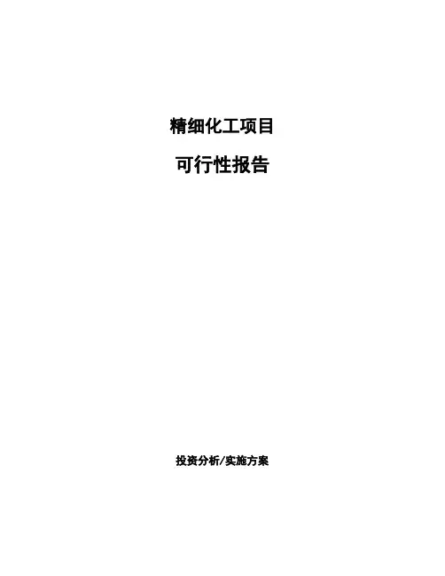 精细化工项目可行性报告