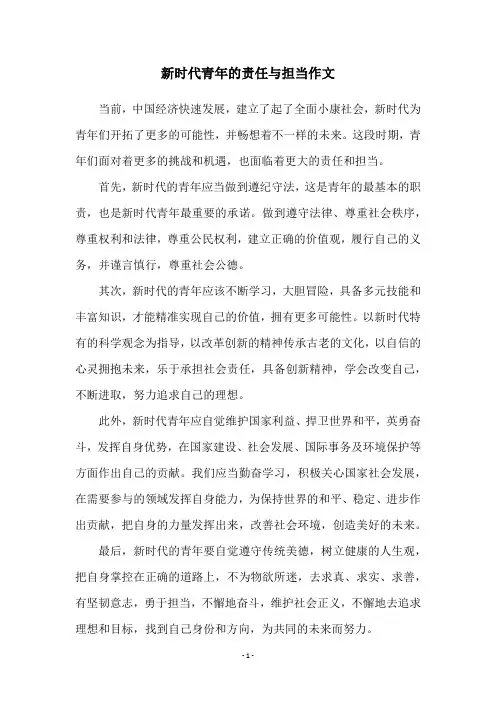 新时代青年的责任与担当作文