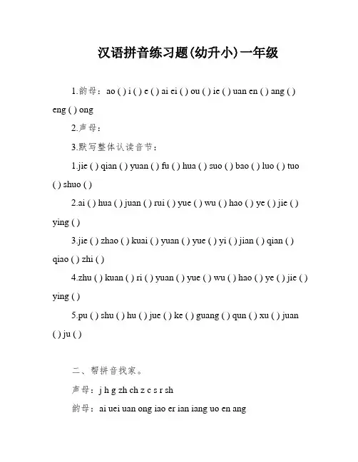汉语拼音练习题(幼升小)一年级
