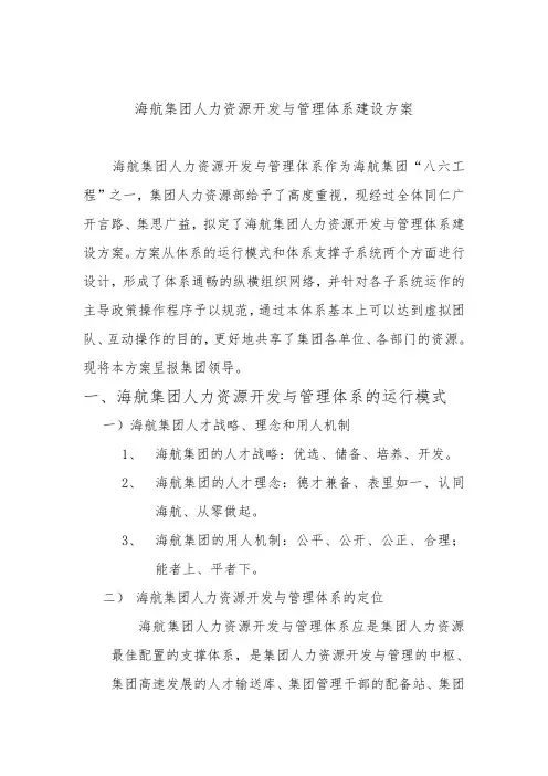 海航集团人力资源开发与管理体系建设方案详细
