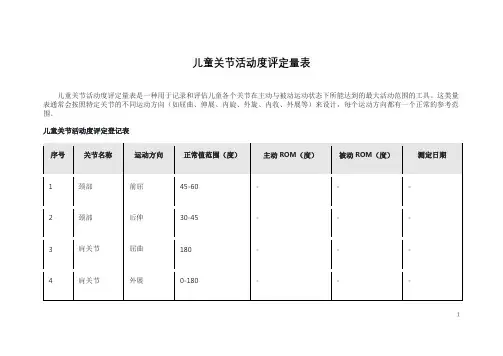 儿童关节活动度评定量表