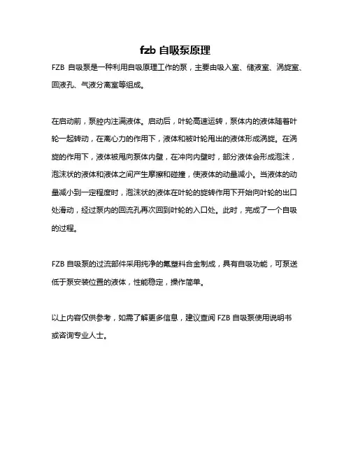 fzb自吸泵原理
