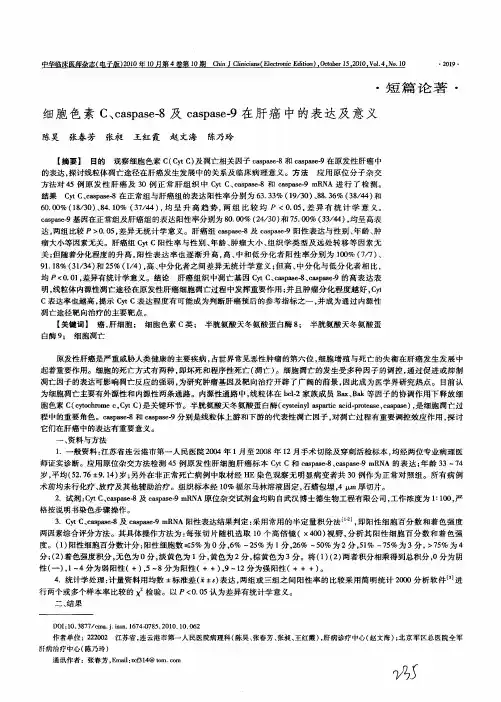 细胞色素C、caspase-8及caspase-9在肝癌中的表达及意义