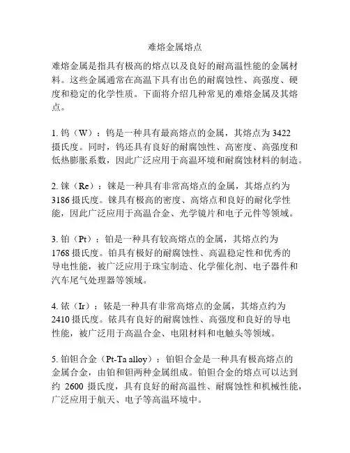 难熔金属熔点