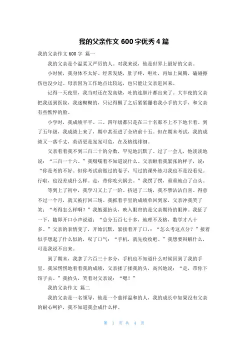 我的父亲作文600字优秀4篇