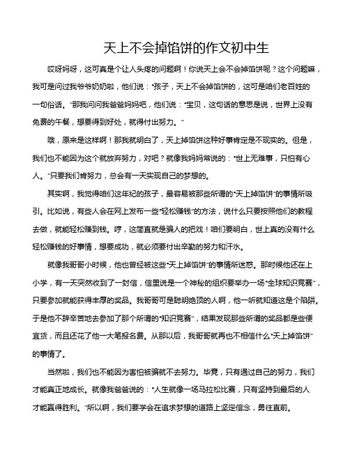 天上不会掉馅饼的作文初中生