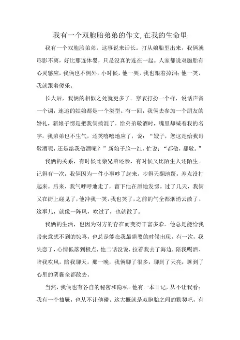 我有一个双胞胎弟弟的作文,在我的生命里