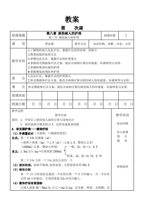 外科护理学教案 烧伤病人的护理2
