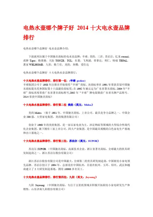 电热水壶哪个牌子好 2014十大电水壶品牌排行