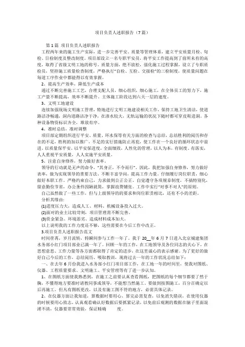 项目负责人述职报告(7篇)