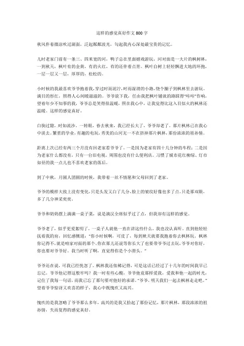 这样的感觉真好作文800字_1全面版