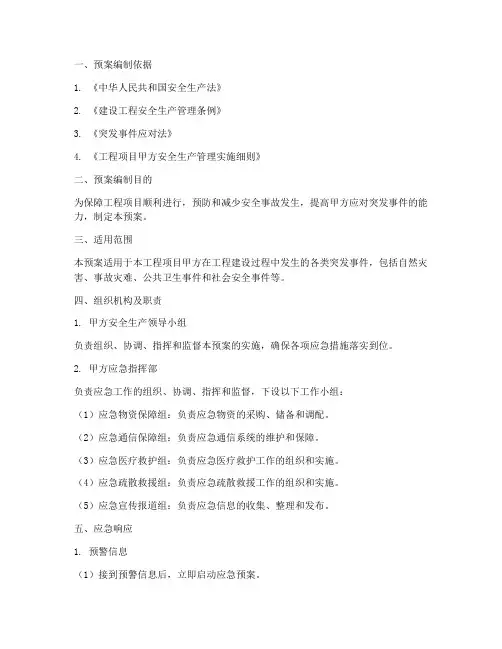 工程项目甲方应急预案范文