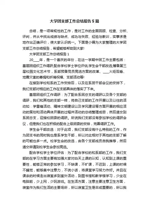 大学团支部工作总结报告5篇