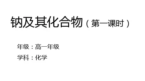 高中化学人教版必修-第一册(2019)-2021级高一化学-第二章-第一节-钠及其化合物(第一课时)