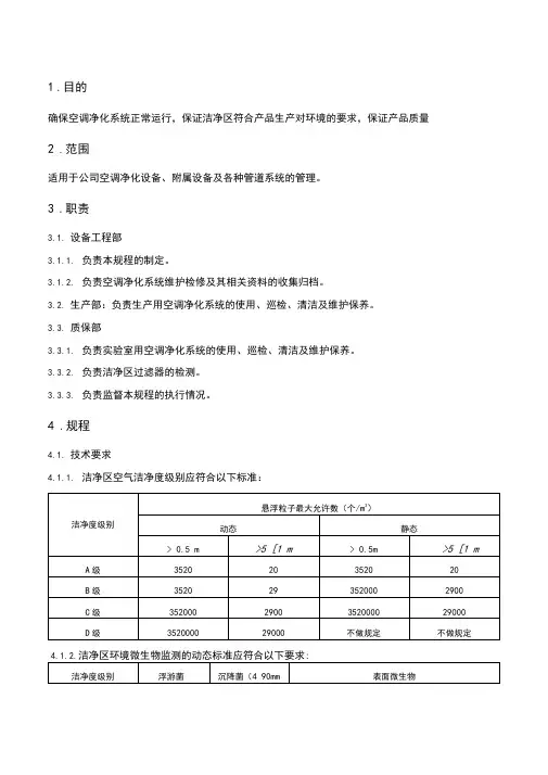 空调净化系统管理规程