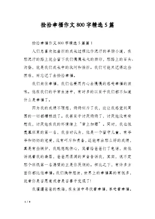捡拾幸福作文800字精选5篇