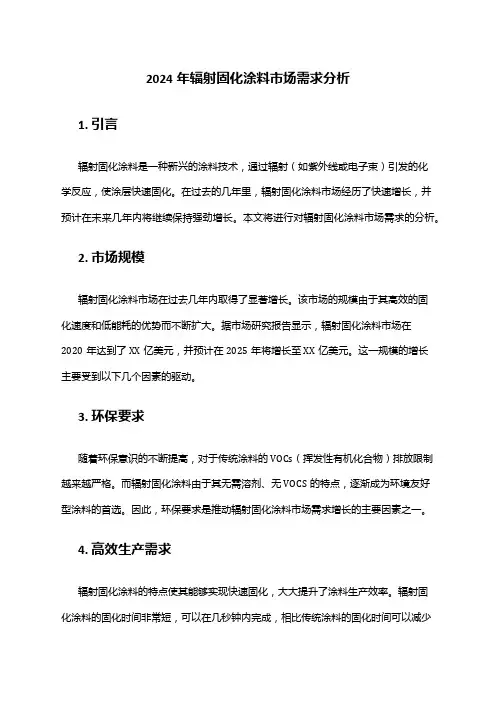 2024年辐射固化涂料市场需求分析