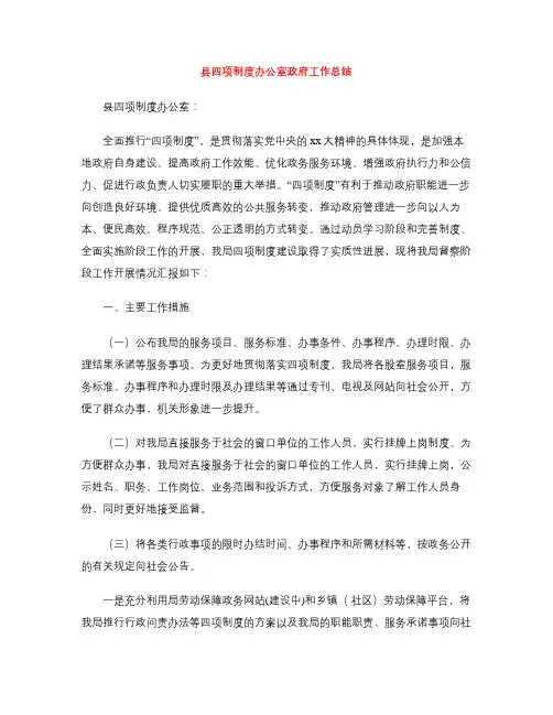 县四项制度办公室政府工作总结