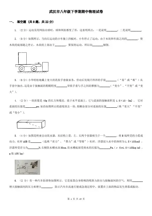 武汉市八年级下学期期中物理试卷
