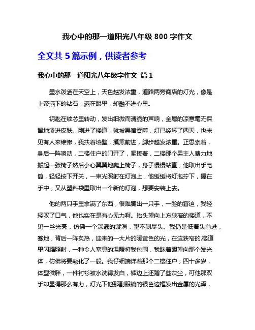 我心中的那一道阳光八年级800字作文
