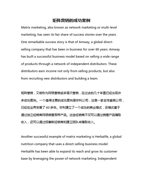 矩阵营销的成功案例