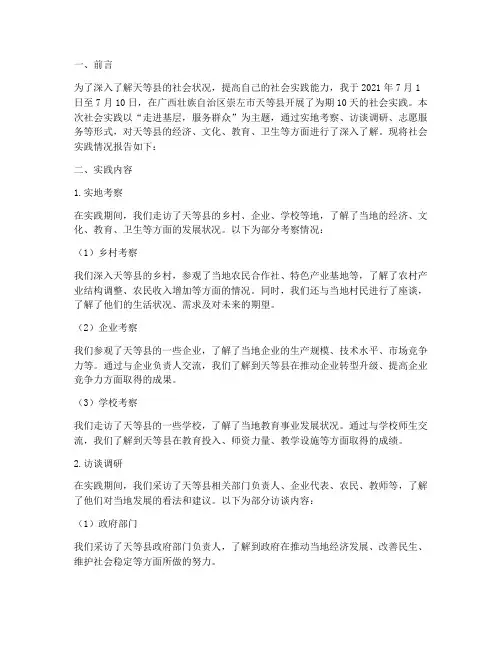 天等县社会实践报告