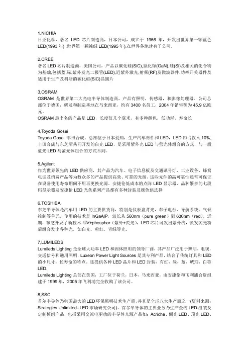 led芯片厂商排名