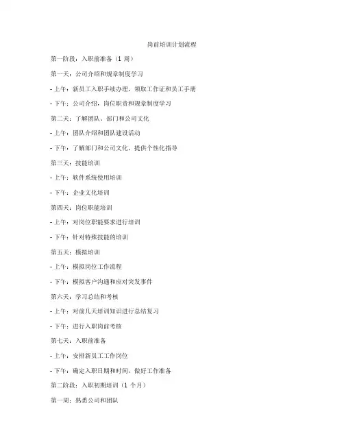 岗前培训计划流程