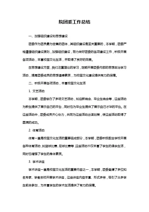 院团委工作总结