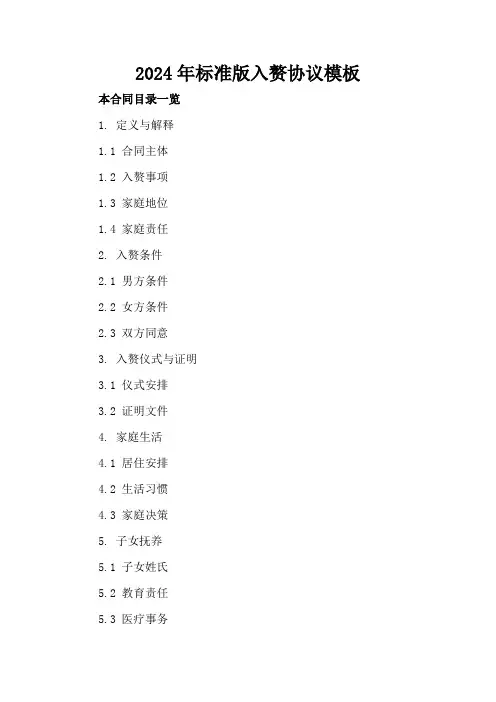 2024年标准版入赘协议模板