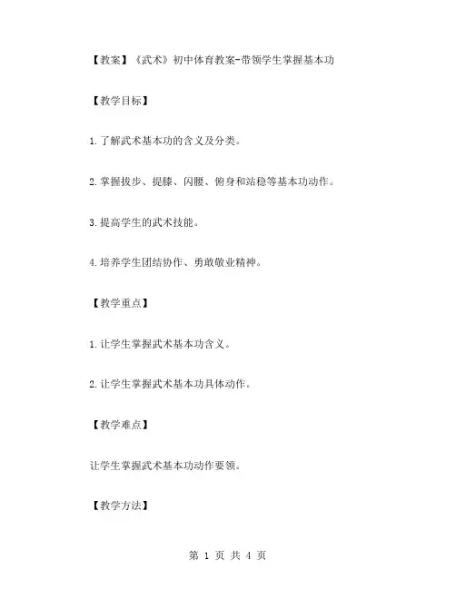 《武术》初中体育教案带领学生掌握基本功