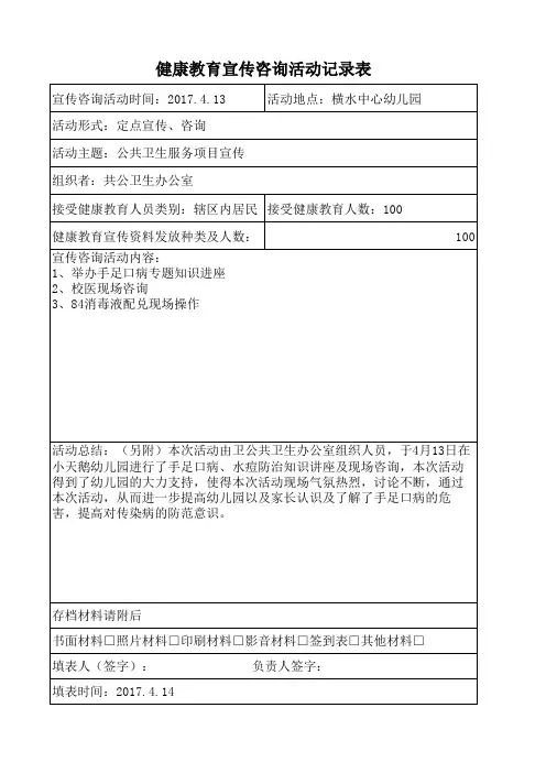 咨询活动记录表
