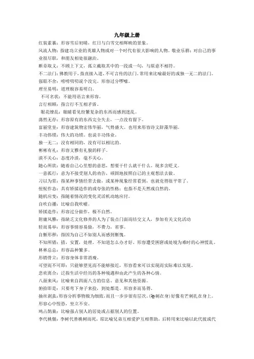 部编版语文九上常用成语词语意思