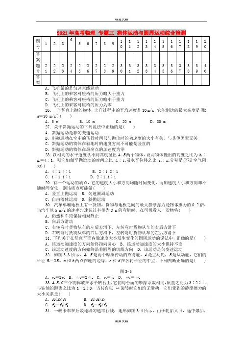 2021年高考物理 专题三 抛体运动与圆周运动综合检测