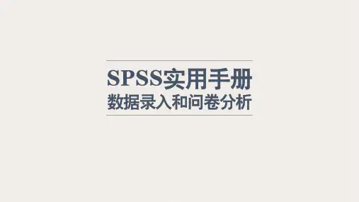 SPSS实用手册：数据录入和问卷分析
