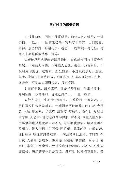 回首过往的感慨诗词