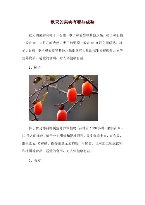 秋天的果实有哪些成熟