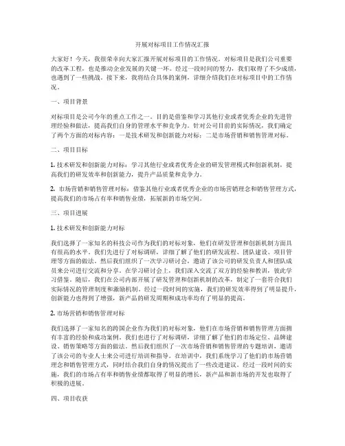 开展对标项目工作情况汇报