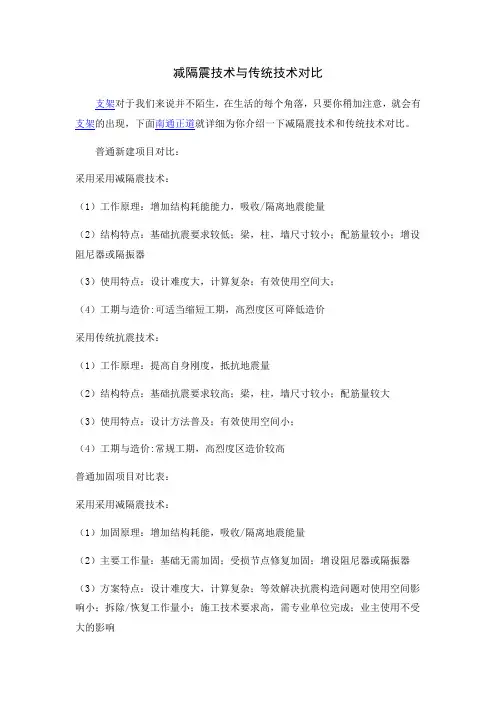 减隔震技术与传统技术对比