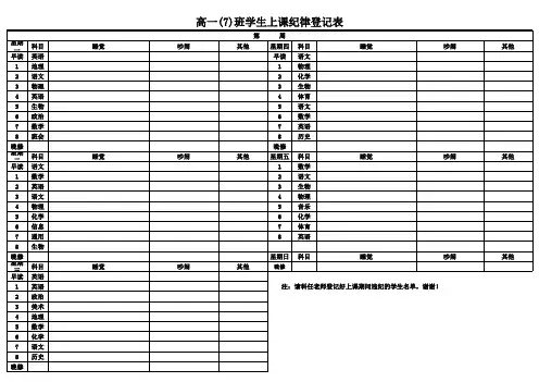 学生上课纪律登记表