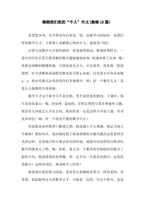 晒晒我们班的“牛人”作文(集锦15篇)精选