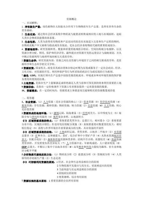 自然资源概论复习资料2