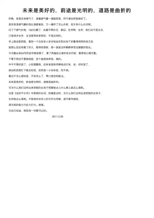 未来是美好的，前途是光明的，道路是曲折的