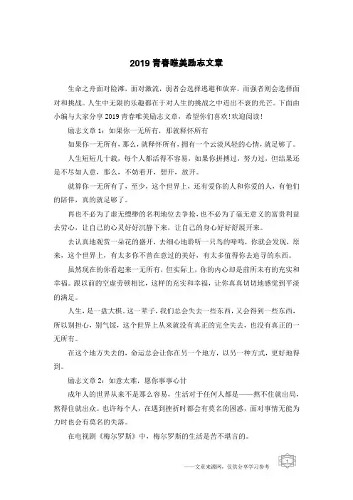 2019青春唯美励志文章