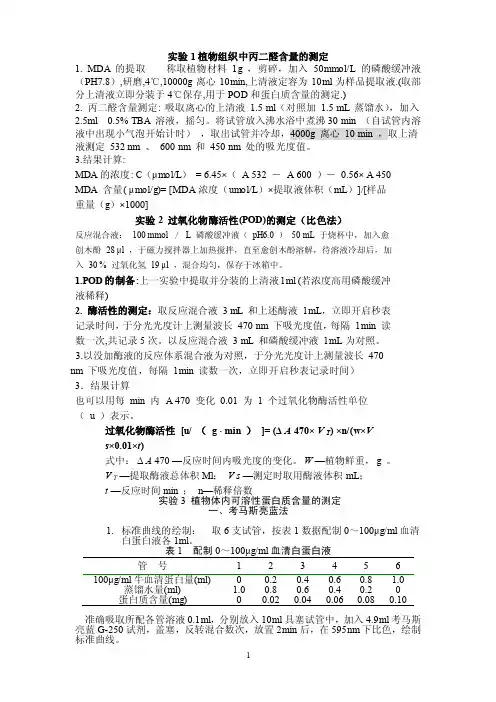 植物组织中丙二醛含量的测定