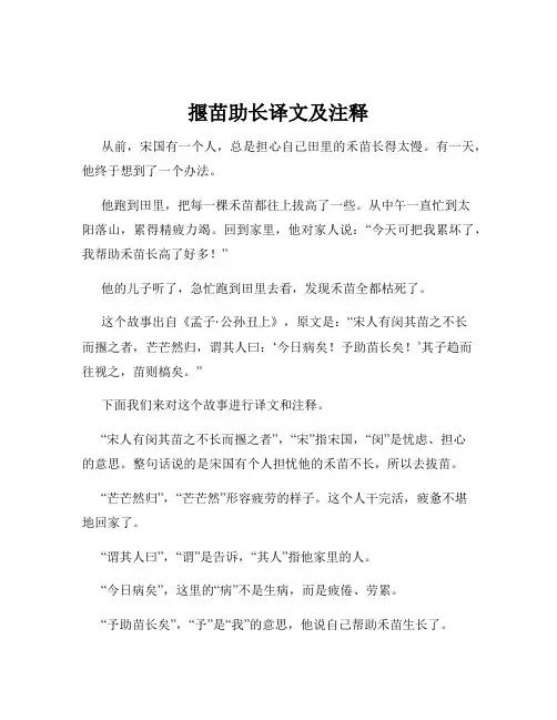 揠苗助长译文及注释